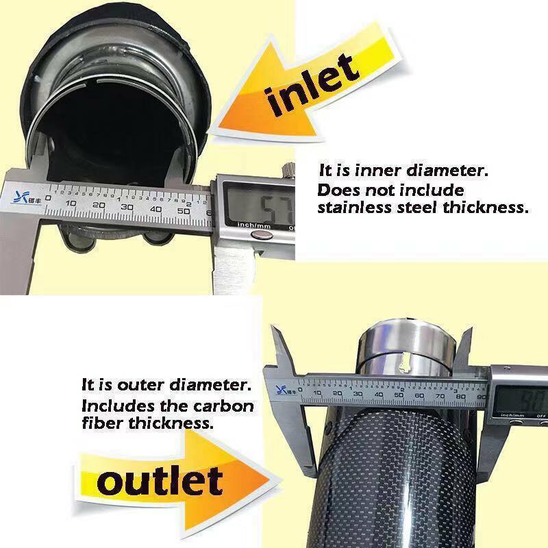 2X Akrapovic Carbon Fiber Exhaust Tip Dual Pipe Black ID:3.0 76mm OD:4.0 101mm