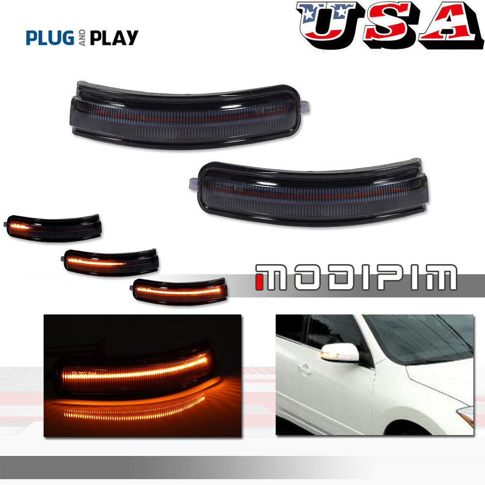 Black sequential LED side mirror flashing indicator lights applicable to 07-13 for Nissan Altima