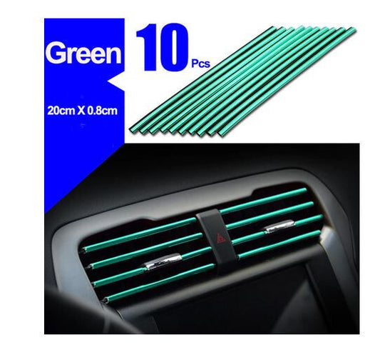 10-Piece Car Air Conditioner Socket Decorative Molded Trim Strips in Green for BMW