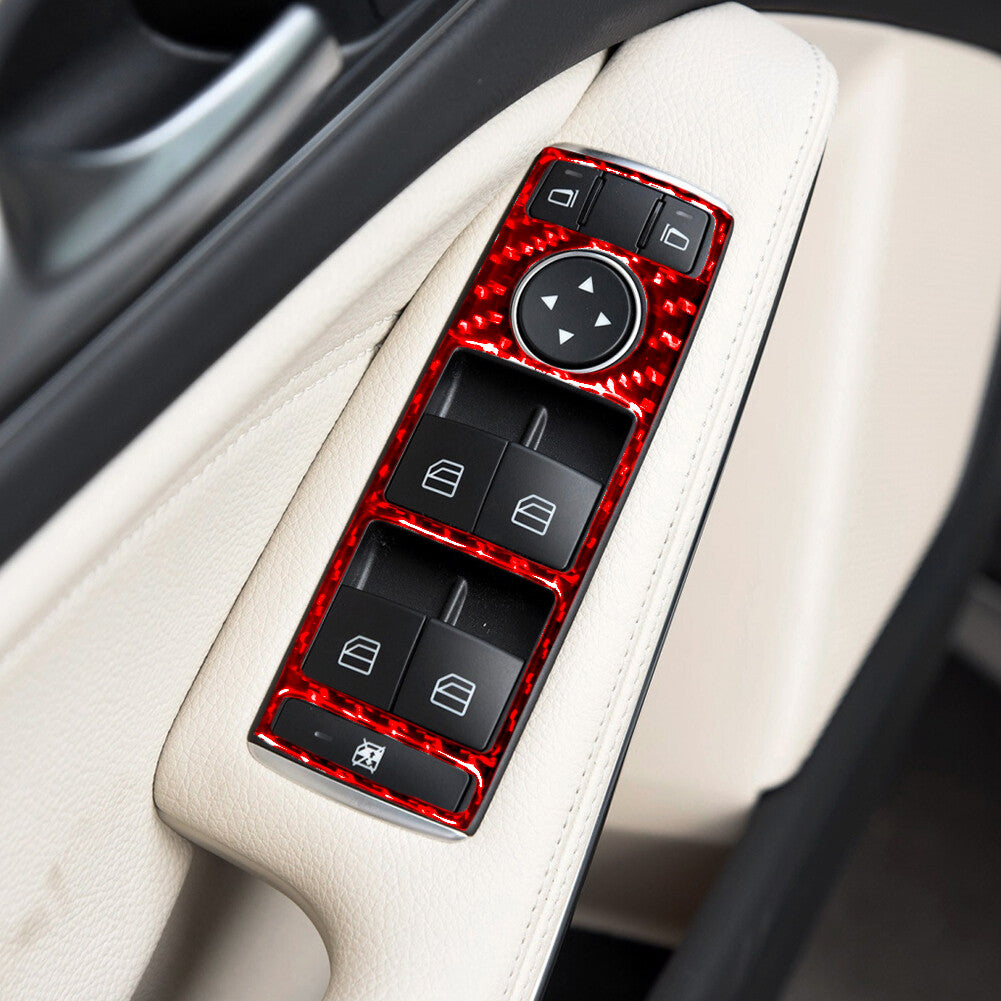 Red Front Window Buttons Trim Cover for Mercedes Benz CLA 2014-2018/GLA 2015-18