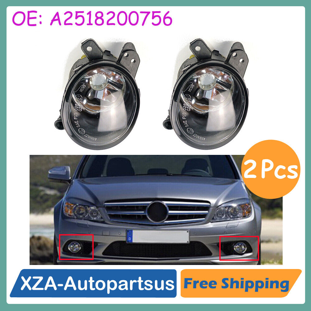 2Pcs Fog Lights Driving Bumper Lamp for Mercedes-Benz C-Class W204 2007-10 CLS