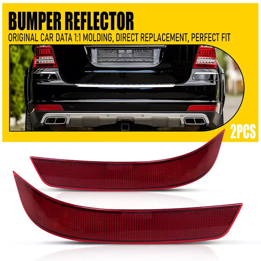 Pair Red Lens Rear Bumper Reflector for 2010-2012 for Mercedes-Benz GL-Class X164