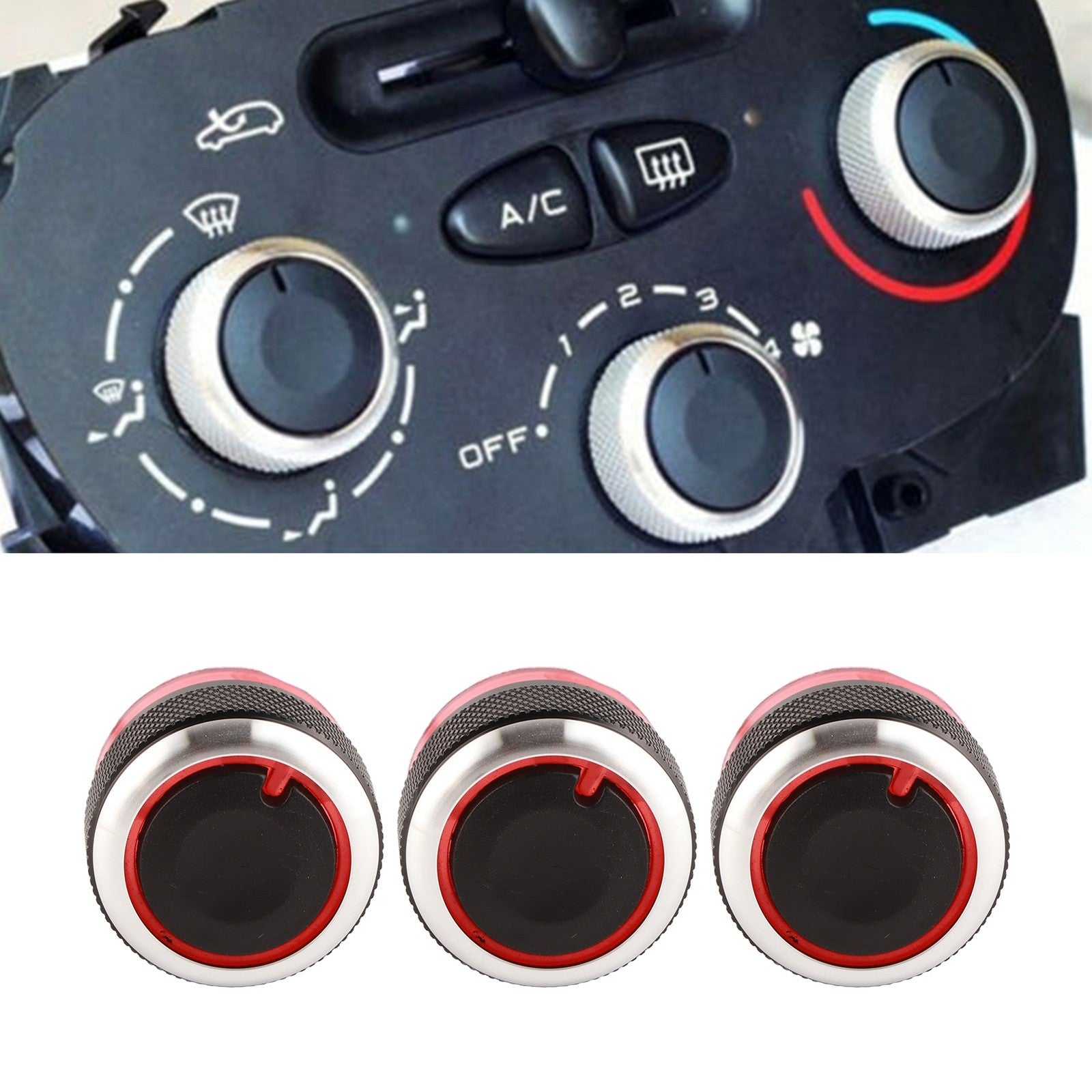 AC Switch Knob 3pcs Car Air Conditioner AC Fan Control Switch Knob Heater