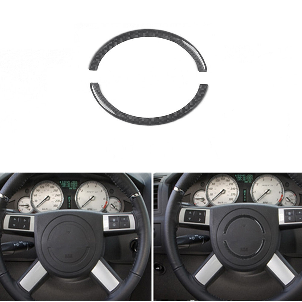 Carbon Fiber Steering Wheel Decorative Cover Trim for Chrysler 300 2005-2007