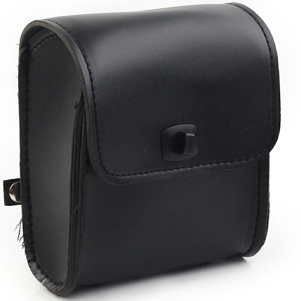 1x Motorcycle Saddle Luggage Pu Leather Side Tool Bag Storage Universal Black