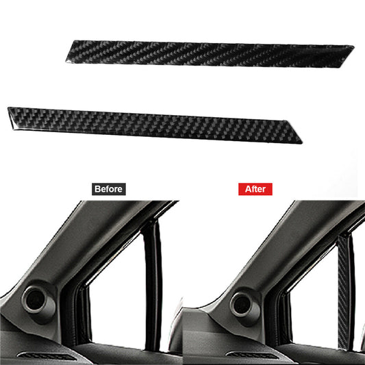 2Pcs Carbon Fiber Window Pillow Cover Trim for Honda for Civic Coupe 2013-2015