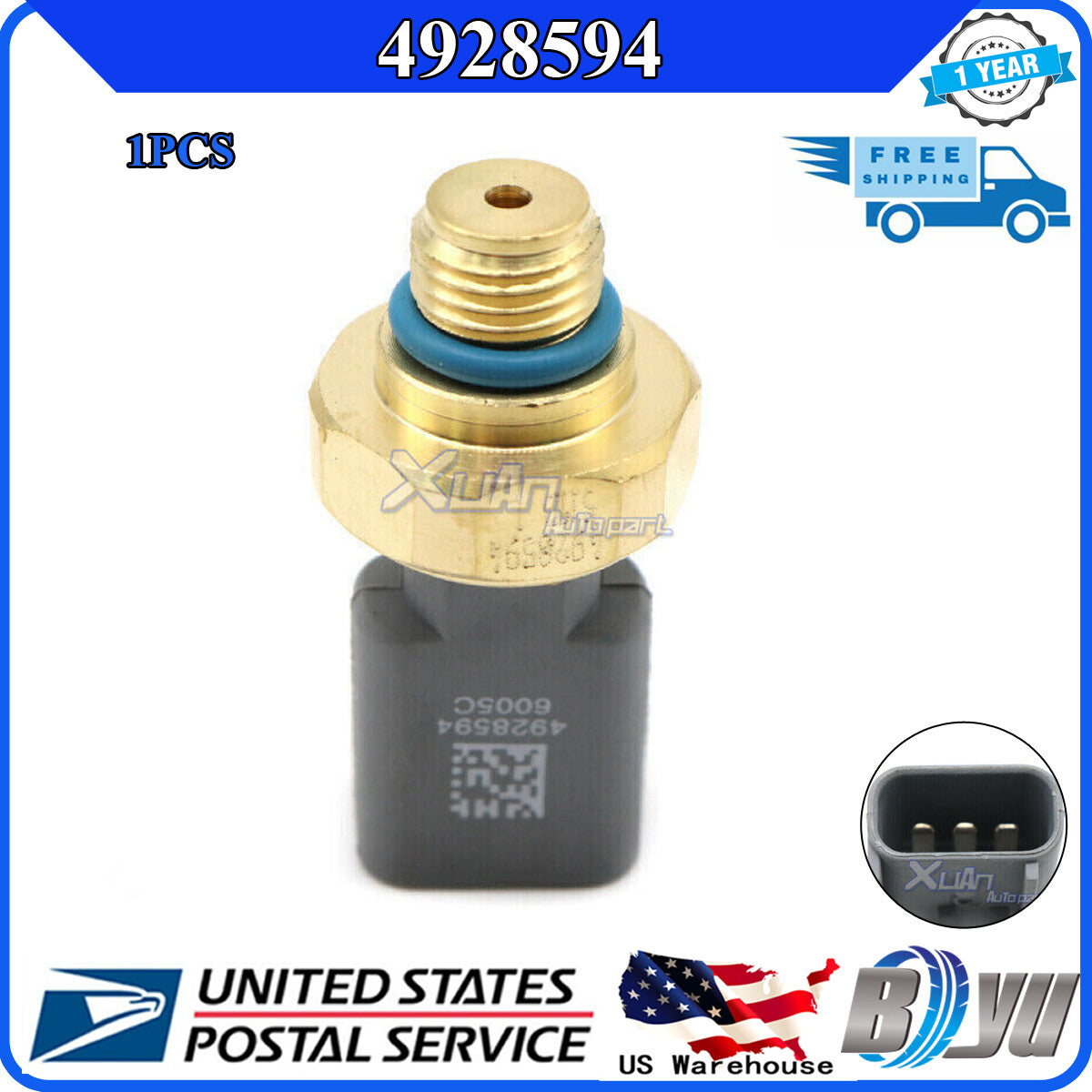 New Gas Pressure Sensor 4928594, compatible with ISX, ISM, ISC, ISB, for Dodge for RAM 2500, 3500 series.