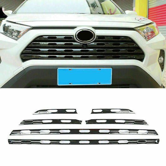 Glossy Black Front Center Mesh Grille Grill Strip trim for Toyota RAV4 2019-2023