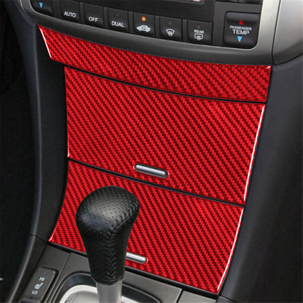 Central Storage Door Panel Trim Carbon Fiber Interrior for Acura TSX 2003-08 Red