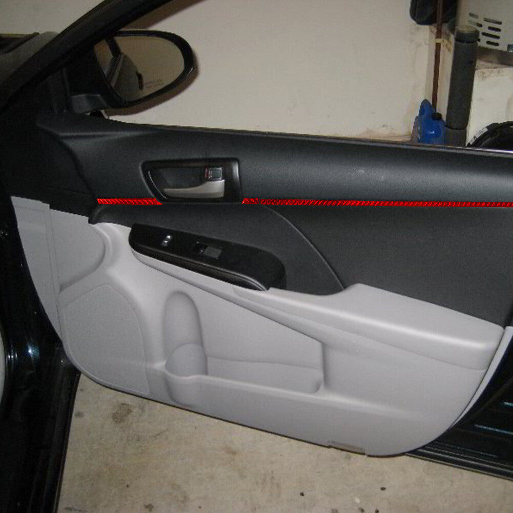 6X Red Carbon Fiber Interior Front Door Panel Cover Trim Strip for Toyota for Camry