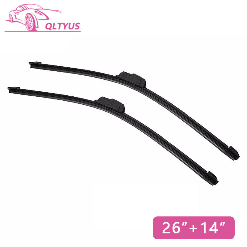 26 + 14 Front Windshield Wiper Blades J-hook Bracketless Frameless All-Seasons