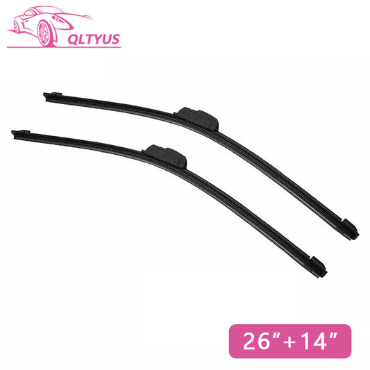 26 + 14 Front Windshield Wiper Blades J-hook Bracketless Frameless All-Seasons