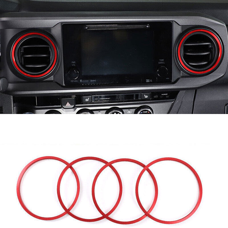 for Toyota Tacoma 2016-2022 Red Aluminum Console LR Air Outlet Vent Ring Trim A