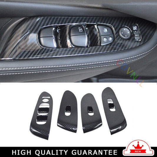 Glass Window Lifting Lock Panel Trim 4 for Nissan 2015-2021 Murano Carbon Fiber