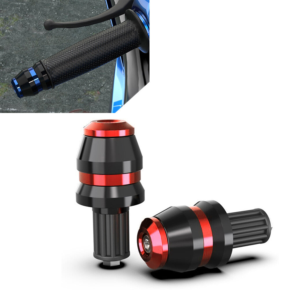 2x Universal 22mm 7/8 Motor Handlebar Grips Bar End Slider Cap Plugs CNC Red