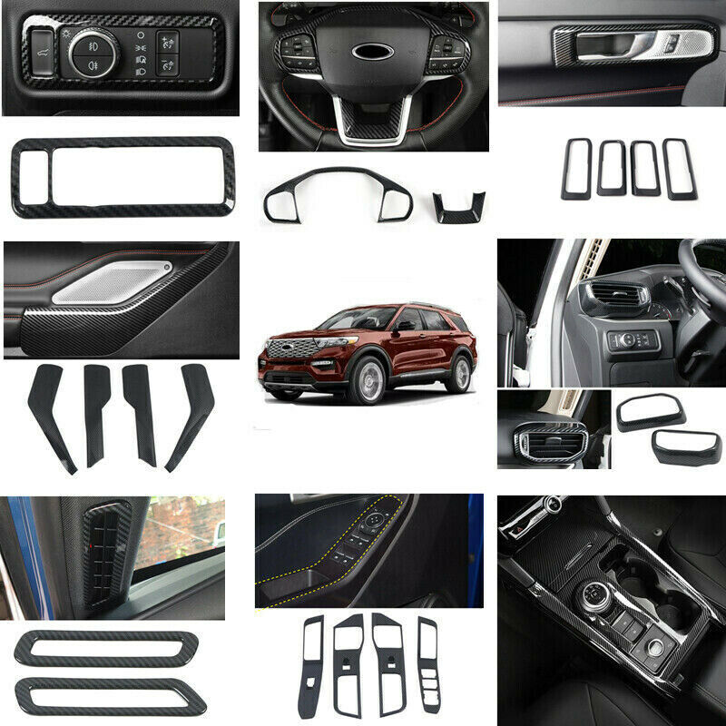 21pcs Carbon Fiber Interior Accessories Kit Covers for Ford Explorer 2020-2022