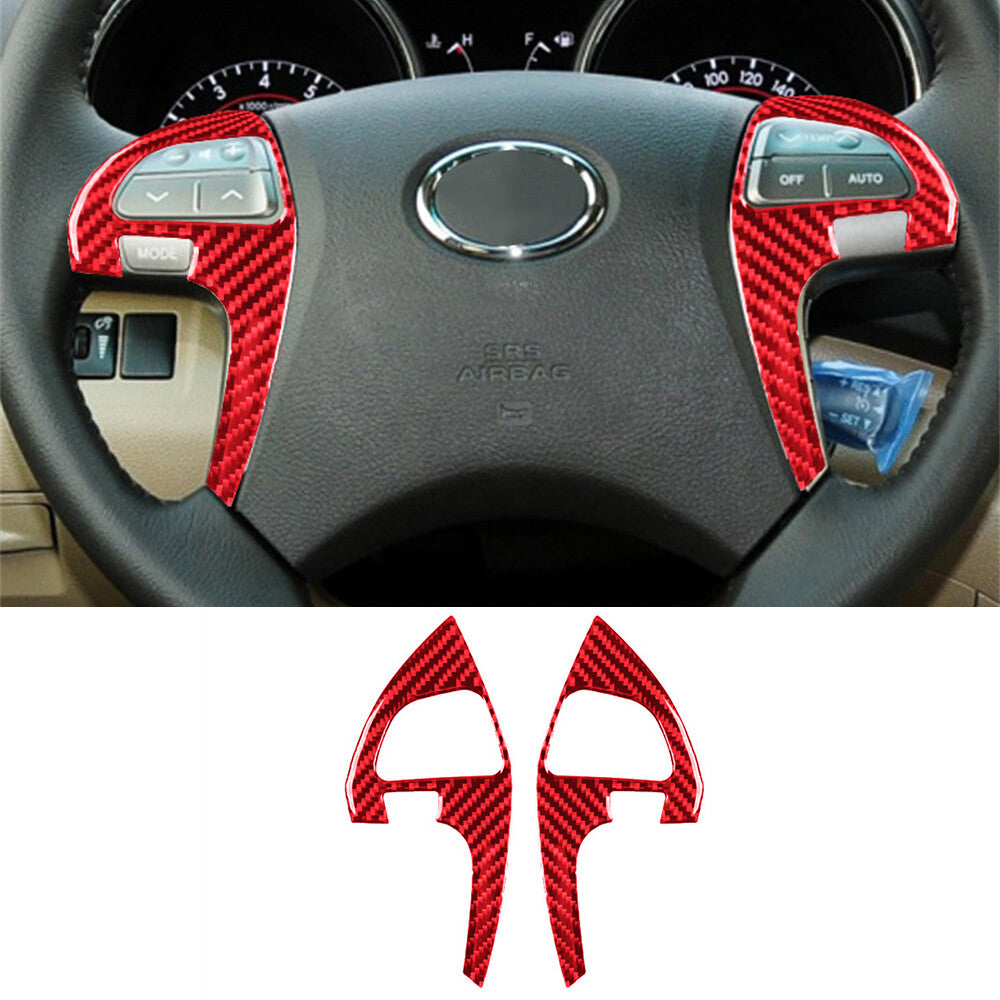 Red Carbon Fiber Inner Steering Wheel Button Cover For Toyot@ Highlander 2008-13