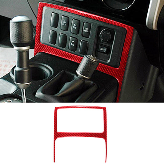 Red Carbon Fiber Central Control Button Frame Trim For Toyot@ FJ Cruiser 2007-21