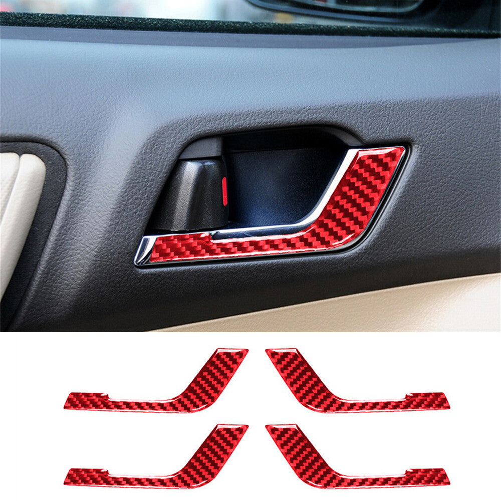 4¡ÁRed Carbon Fiber Interior Door Handle Decor Trim For Toyot@ Highlander 2008-13